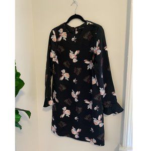 Banana Republic Floral Navy Blue Dress
